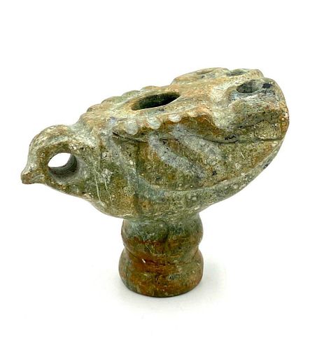 Indian Carved Stone Oil Lamp, Bird Form
