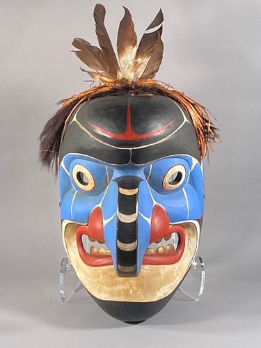 Chief Lelooska Carved Wood Northwest Coast Large Mask