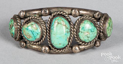 Navajo Indian silver and turquoise bracelet