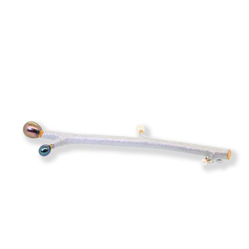 Iridescent Grey Multicolor Pearl Twig Pin