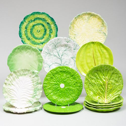 Group of Continental Ceramic Lettuce Wares, Most Italian