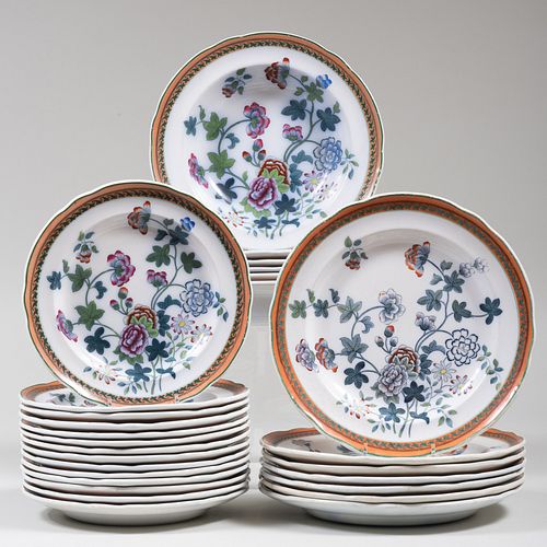 Copeland Late Spode Dinner and Soup Plates in the 'Chrysanthemum' Pattern