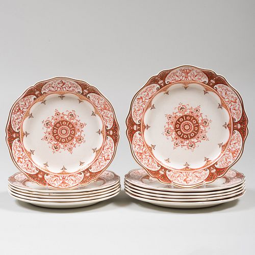 Wedgwood Iron Red Decorated Creamware Part Service in a 'Florentine' Pattern