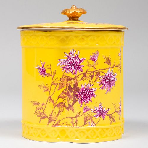 Royal Worcester Yellow Ground Porcelain Lobed Jar and Cover 