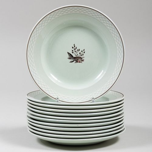 Set of Twelve Art Deco Royal Copenhagen Dessert Plates
