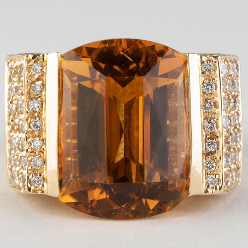 Sonia Bitton 14k Gold, Citrine and Diamond Ring