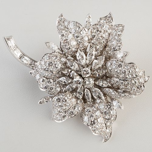 Platinum and Diamond Floral Brooch