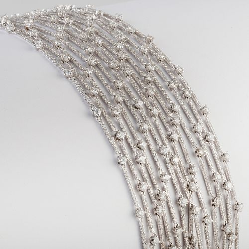 18k White Gold and Diamond Multi-Strand Bracelet