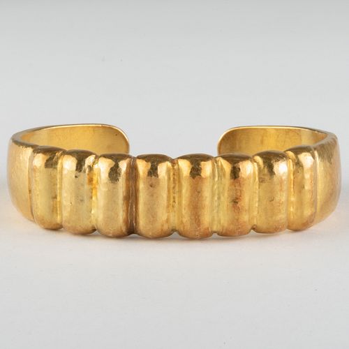 Hammered 18k Gold Cuff Bracelet