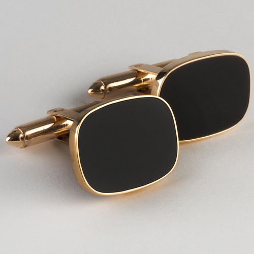 Pair of 14k Gold and Onyx Cufflinks
