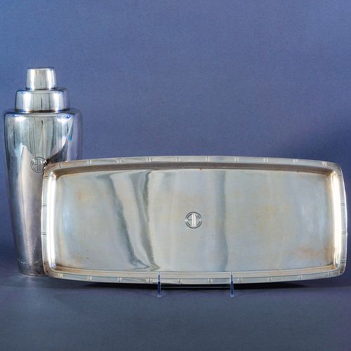 Tiffany & Co. Silver Cocktail Shaker and Tray