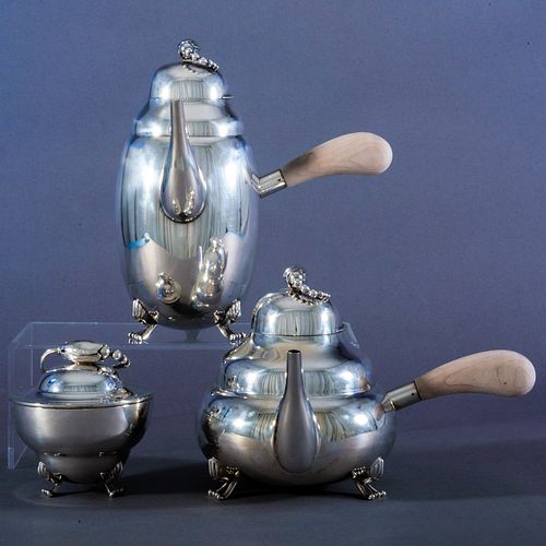 Jensen Style Whiting Silver Three Piece Tea and Coffee Service
