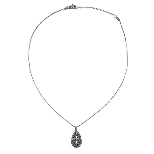 John Hardy Silver Black Sapphire Pendant Necklace