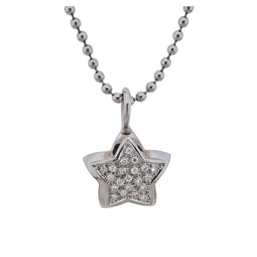 Italian 14k Gold Diamond Star Pendant Necklace
