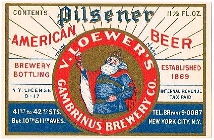1936 Loewer's Pilsener Beer 12oz Label New York, NY NY61-17