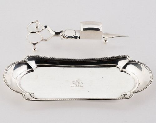 Sterling Silver Snuffer Tray & Plated Snuffer