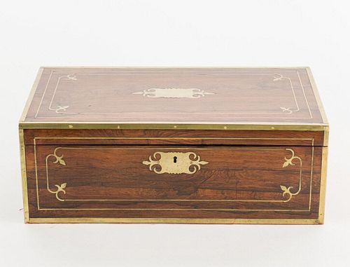 British Brass Bound Writing Box, Early 19th C.