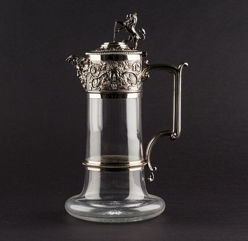 Very Good Silver Plate Claret Jug, Late 19th C.