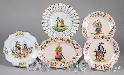 Group of French Quimper faience plates