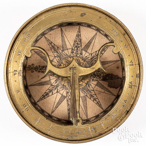 Brass pocket sundial compass, early 19th c.