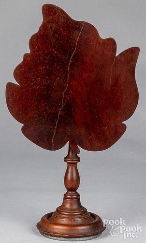 Mahogany leaf candle screen, 19th c.
