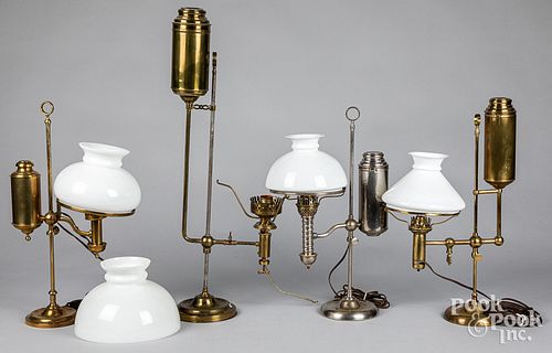 Four student lamps, 19th c.