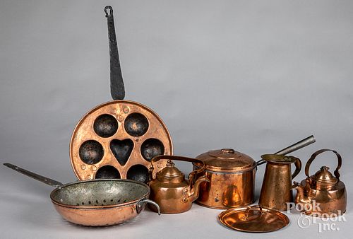 Group of copper cookware, 19th c.