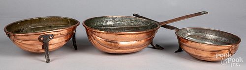 Three copper melon mold cookware, 19th c.