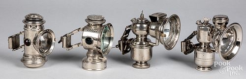 Four bicycle lamps, ca. 1900