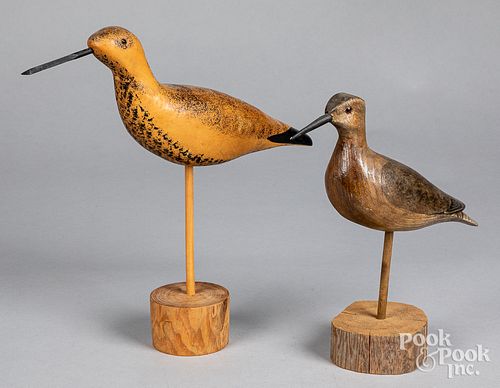 Two carved and painted shorebird decoys, 20th c.