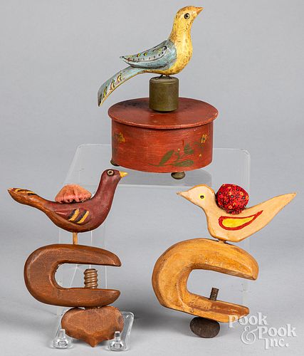 Three Gottshall carved and painted birds