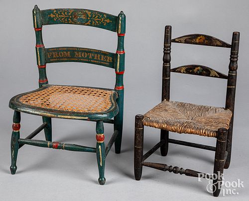 Two painted doll chairs, late 19th c.