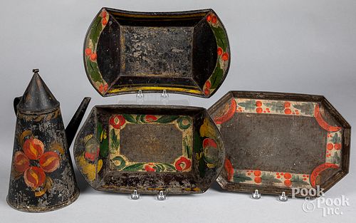 Four pieces of toleware
