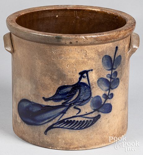 New York three-gallon stoneware crock, 19th c.