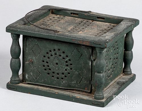 Painted punched tin foot warmer, 19th c.