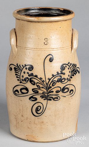 Three-gallon stoneware churn, 19th c.