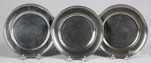 Three American pewter plates, 18th/19th c.
