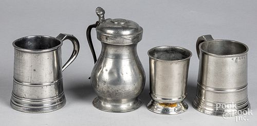 Four pieces of English pewter, 18th/19th c.