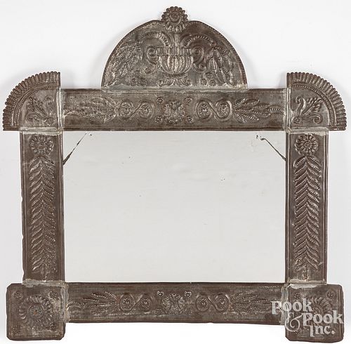 Punched tin mirror, late 19th c.