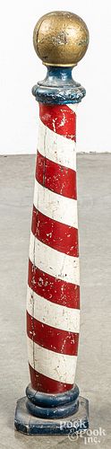 Painted pine barber pole, 19th c.