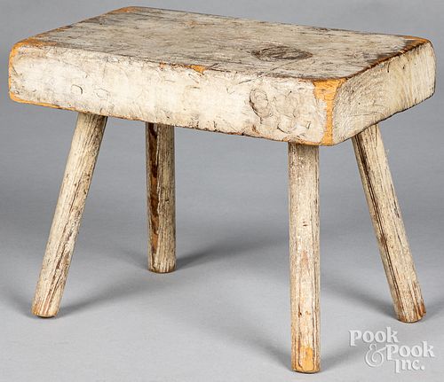 Primitive painted pine foot stool, 19th c.
