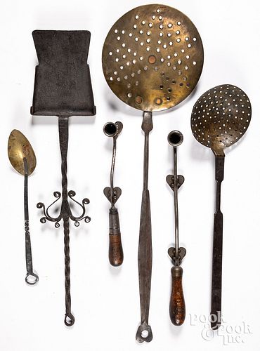 Group of wrought iron utensils, 19th and 20th c.