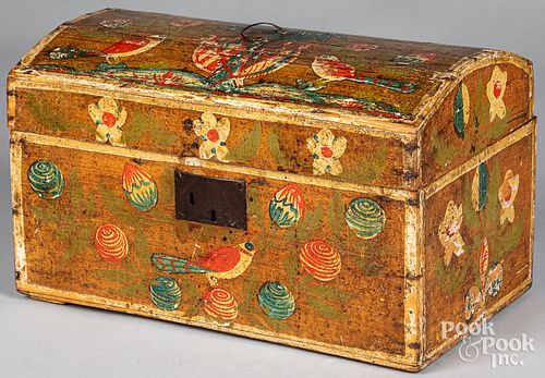 Continental painted dome top box, 19th c.