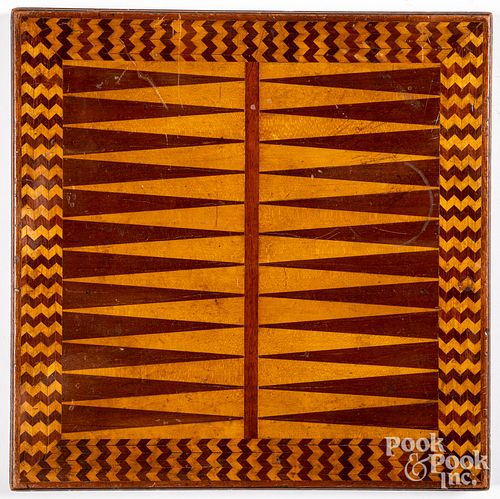 Double sided parquetry gameboard, ca. 1900