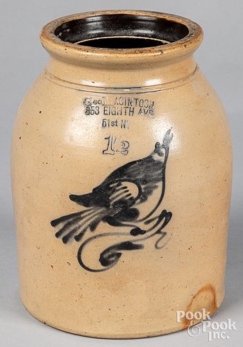 New York 1 1/2 gallon stoneware crock, 19th c.