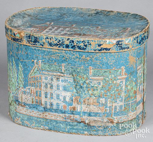 Wallpaper hatbox, 19th c.