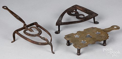 Wrought iron trivet, early 19th c.