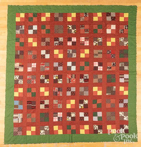 Mennonite patchwork four block quilt, 19th c.