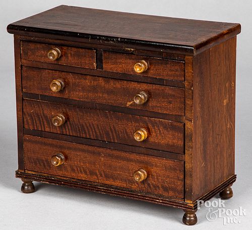 Miniature walnut and cherry chest of drawers