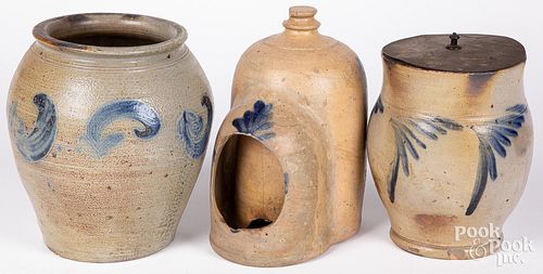 Three pieces of stoneware, 19th c.